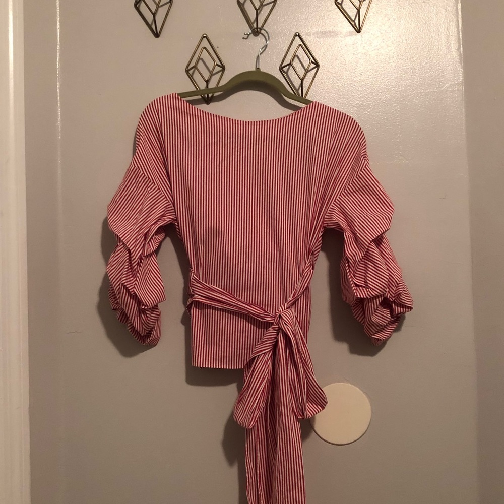 ⚠️ENDING SOON Zara Striped Wrap Shirt in Red - Picture 6 of 11